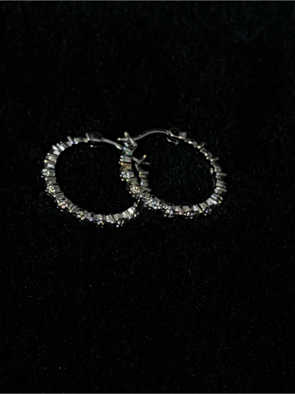 Silver Crystal Hoop Earrings - Women Jewelry